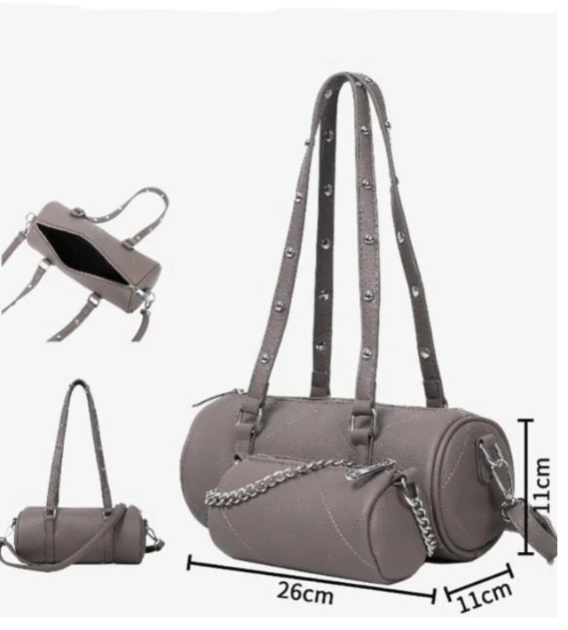 2 Carteras Cilíndrica con Tachas - Set 2 en 1 Cartera + Bolso.