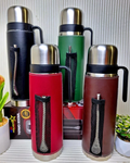Termo Media Manija 1100ml Acero Inoxidable Funda Ecocuero Con Portabombilla