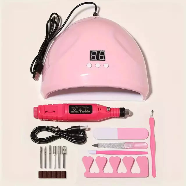 KIT - Juego de manicura, Taladro eléctrico USB para uñas, Kit de lima