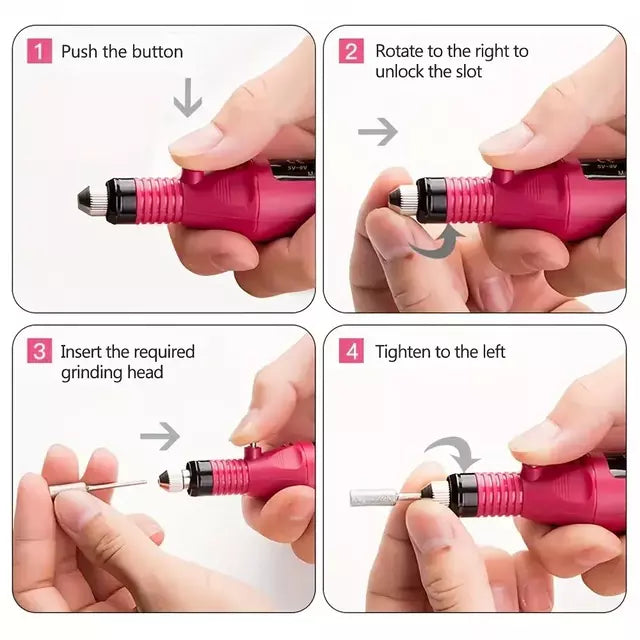 KIT - Juego de manicura, Taladro eléctrico USB para uñas, Kit de lima